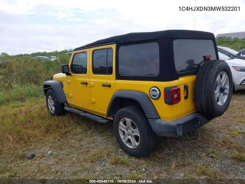 2021 Jeep Wrangler Unlimited Sport VIN: 1C4HJXDN3MW532201 Lot: 40540110