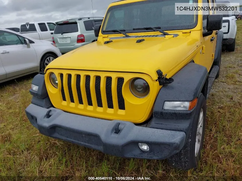 2021 Jeep Wrangler Unlimited Sport VIN: 1C4HJXDN3MW532201 Lot: 40540110