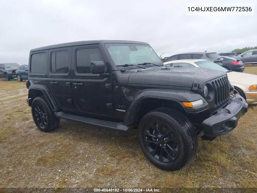 2021 Jeep Wrangler Unlimited High Altitude 4X4 VIN: 1C4HJXEG6MW772536 Lot: 40540182