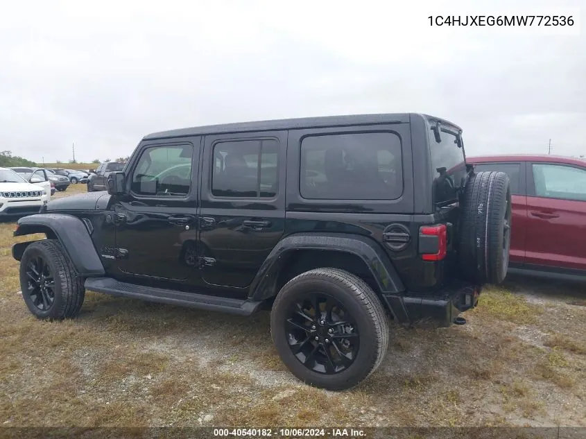 2021 Jeep Wrangler Unlimited High Altitude 4X4 VIN: 1C4HJXEG6MW772536 Lot: 40540182