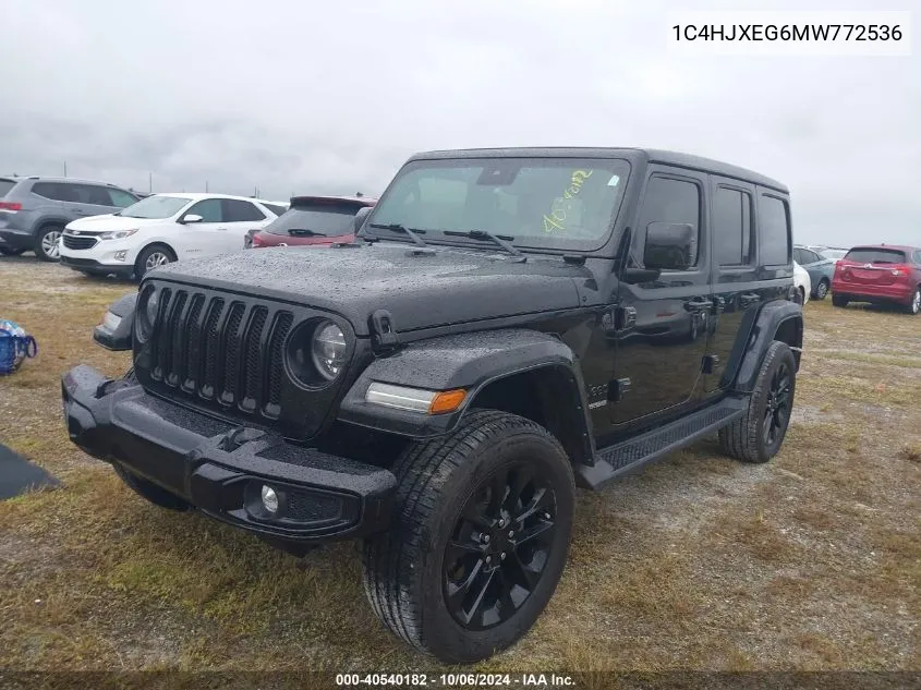 2021 Jeep Wrangler Unlimited High Altitude 4X4 VIN: 1C4HJXEG6MW772536 Lot: 40540182