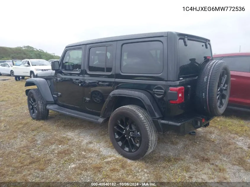 2021 Jeep Wrangler Unlimited High Altitude 4X4 VIN: 1C4HJXEG6MW772536 Lot: 40540182