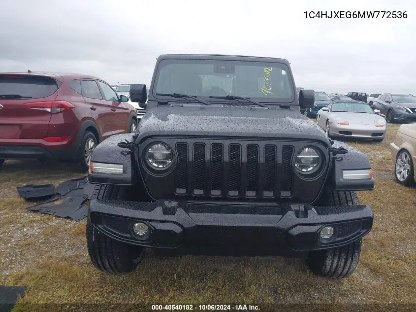 2021 Jeep Wrangler Unlimited High Altitude 4X4 VIN: 1C4HJXEG6MW772536 Lot: 40540182