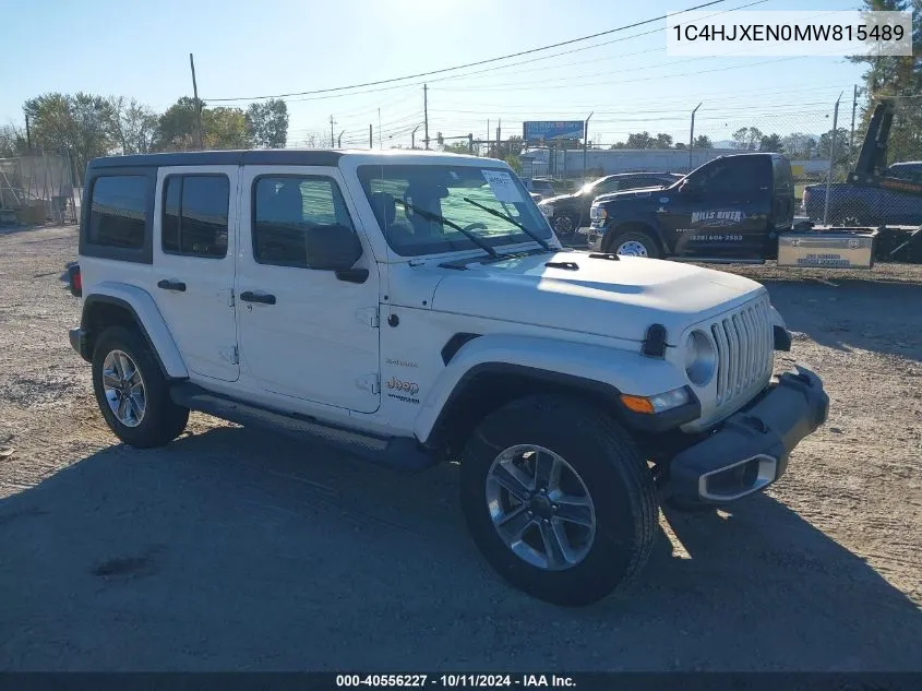 2021 Jeep Wrangler Unlimited Sahara 4X4 VIN: 1C4HJXEN0MW815489 Lot: 40556227