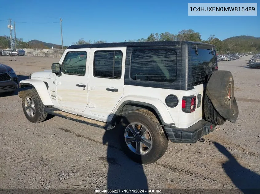 2021 Jeep Wrangler Unlimited Sahara 4X4 VIN: 1C4HJXEN0MW815489 Lot: 40556227