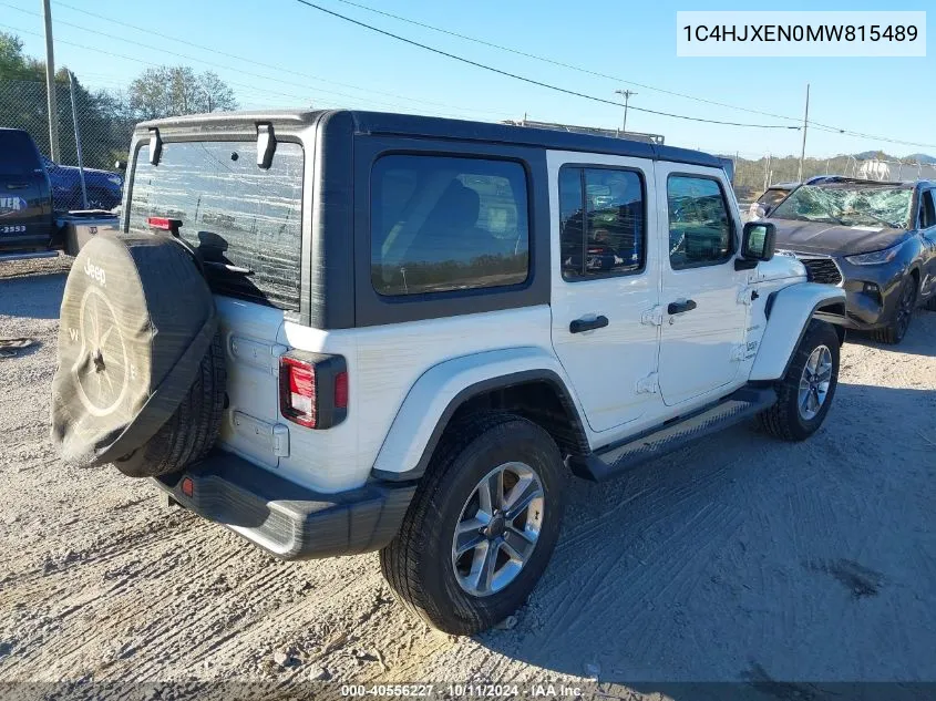 2021 Jeep Wrangler Unlimited Sahara 4X4 VIN: 1C4HJXEN0MW815489 Lot: 40556227