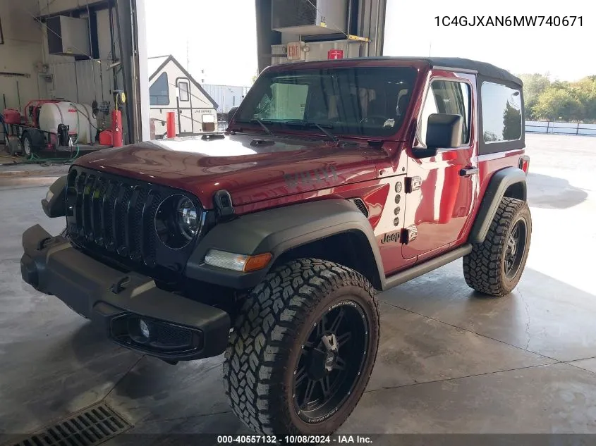 2021 Jeep Wrangler Willys 4X4 VIN: 1C4GJXAN6MW740671 Lot: 40557132