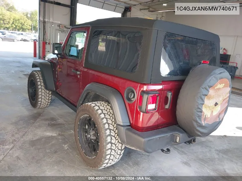 2021 Jeep Wrangler Willys 4X4 VIN: 1C4GJXAN6MW740671 Lot: 40557132