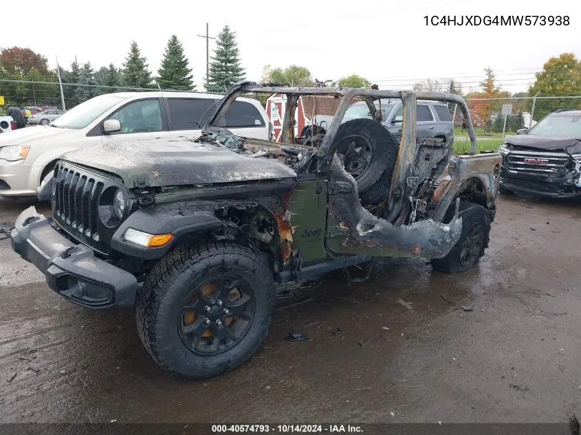 2021 Jeep Wrangler Unlimited Sport VIN: 1C4HJXDG4MW573938 Lot: 40574793