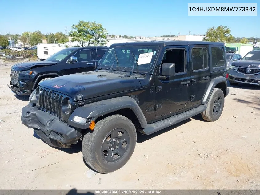 2021 Jeep Wrangler Unlimited Sport 4X4 VIN: 1C4HJXDM8MW773842 Lot: 40578663