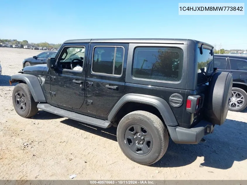 2021 Jeep Wrangler Unlimited Sport 4X4 VIN: 1C4HJXDM8MW773842 Lot: 40578663