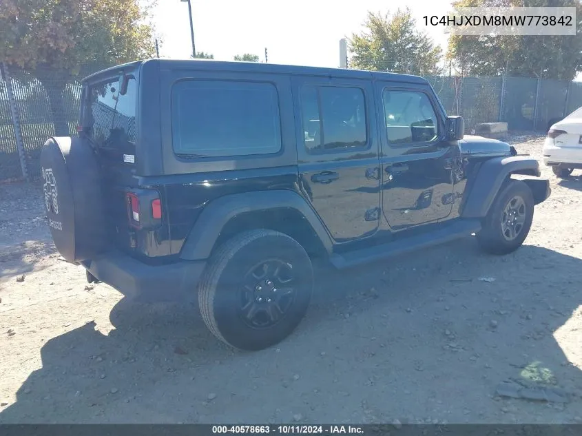 2021 Jeep Wrangler Unlimited Sport 4X4 VIN: 1C4HJXDM8MW773842 Lot: 40578663