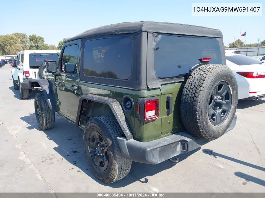 2021 Jeep Wrangler Sport 4X4 VIN: 1C4HJXAG9MW691407 Lot: 40585494