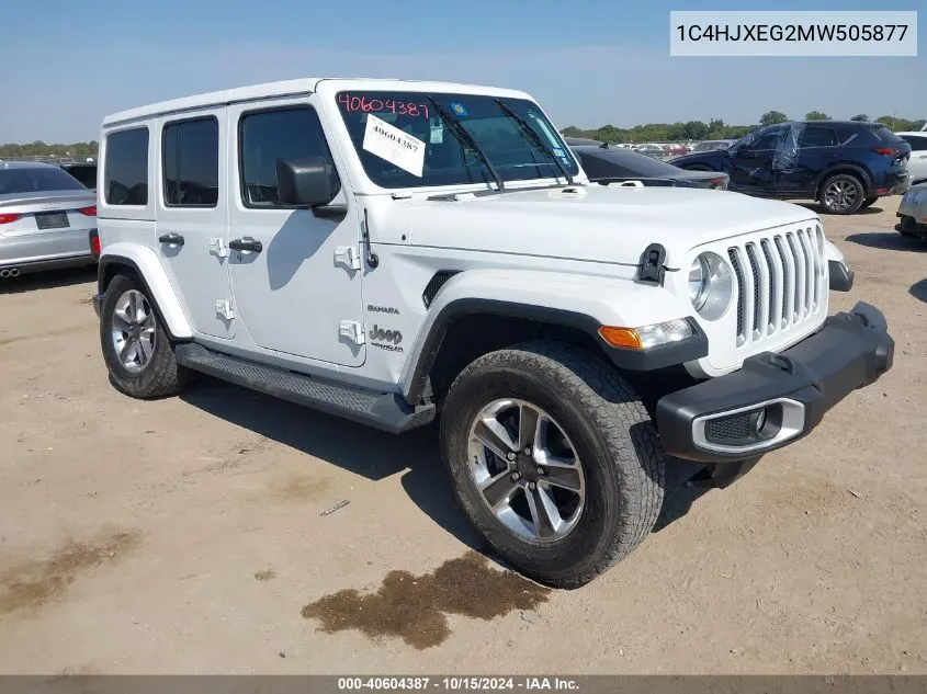 2021 Jeep Wrangler Unlimited Sahara 4X4 VIN: 1C4HJXEG2MW505877 Lot: 40604387