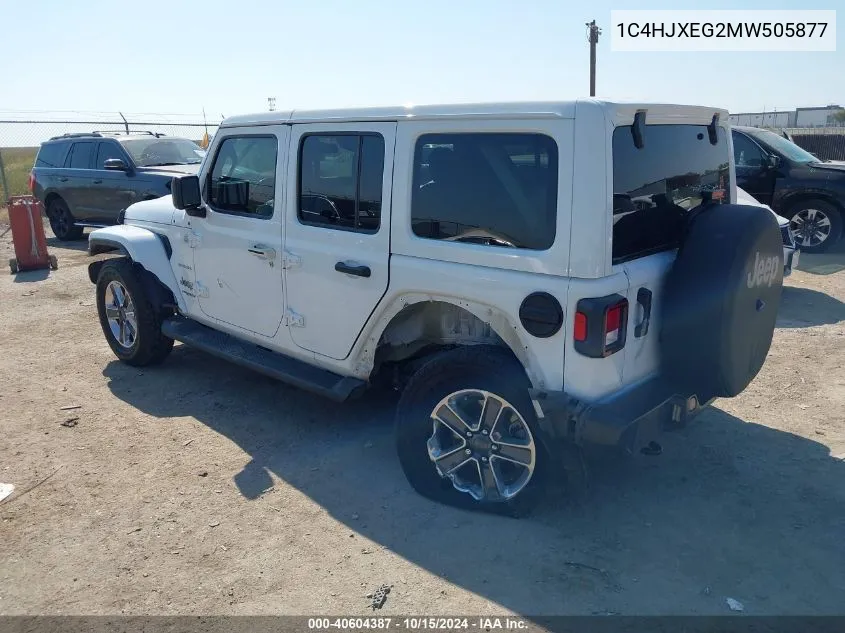 2021 Jeep Wrangler Unlimited Sahara 4X4 VIN: 1C4HJXEG2MW505877 Lot: 40604387