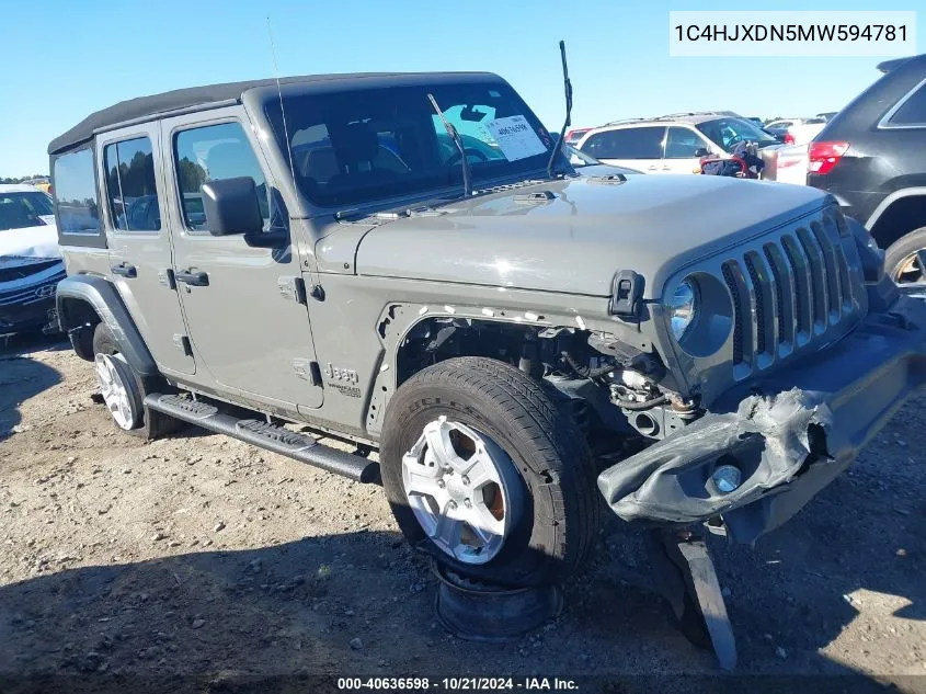 2021 Jeep Wrangler Unlimited Sport S 4X4 VIN: 1C4HJXDN5MW594781 Lot: 40636598