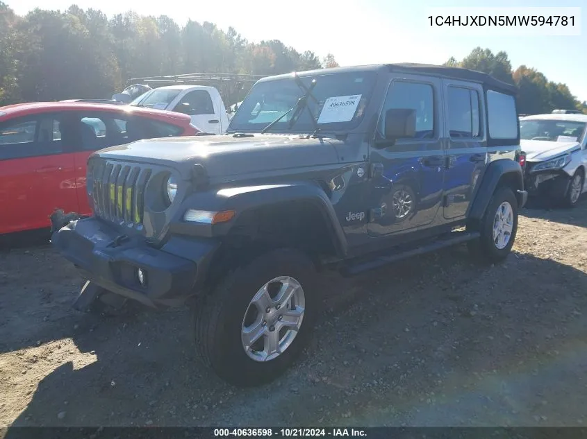 2021 Jeep Wrangler Unlimited Sport S 4X4 VIN: 1C4HJXDN5MW594781 Lot: 40636598