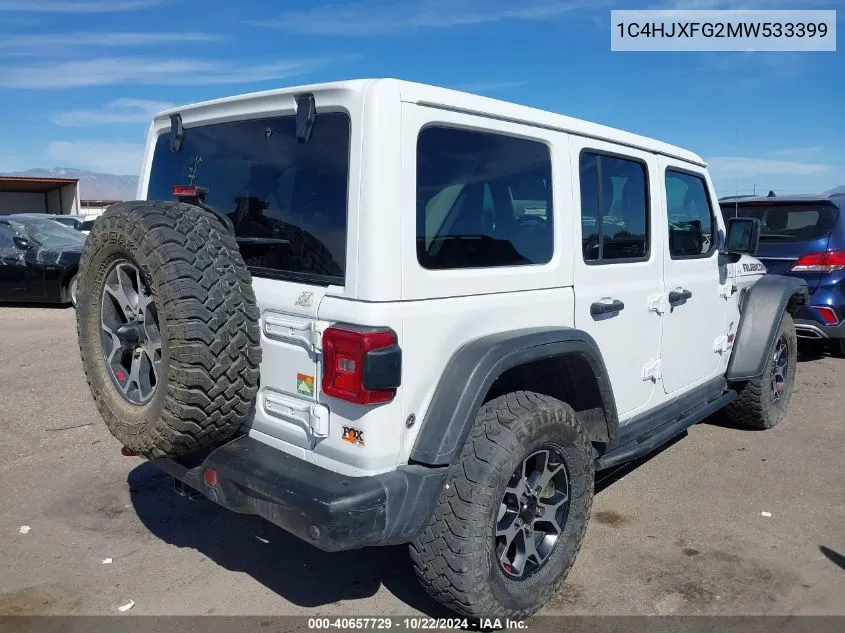 2021 Jeep Wrangler Unlimited Rubicon 4X4 VIN: 1C4HJXFG2MW533399 Lot: 40657729