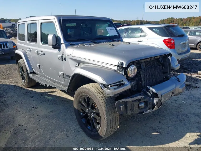 2021 Jeep Wrangler Unlimited High Altitude 4X4 VIN: 1C4HJXEN4MW608247 Lot: 40701064