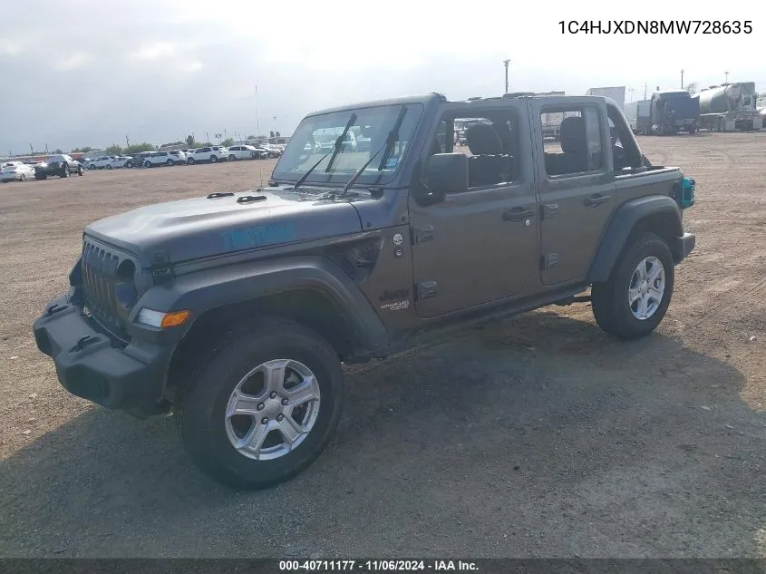 2021 Jeep Wrangler Unlimited Sport S 4X4 VIN: 1C4HJXDN8MW728635 Lot: 40711177