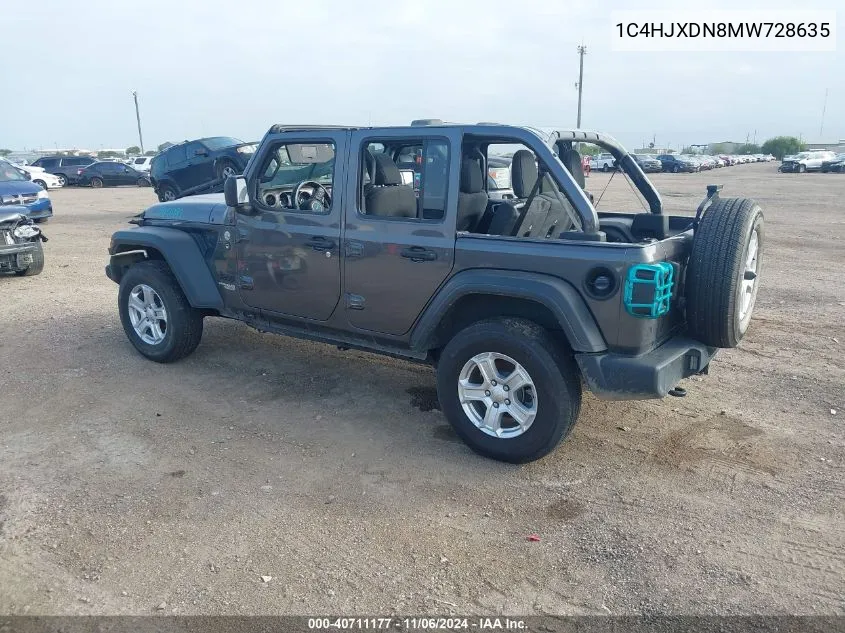 2021 Jeep Wrangler Unlimited Sport S 4X4 VIN: 1C4HJXDN8MW728635 Lot: 40711177