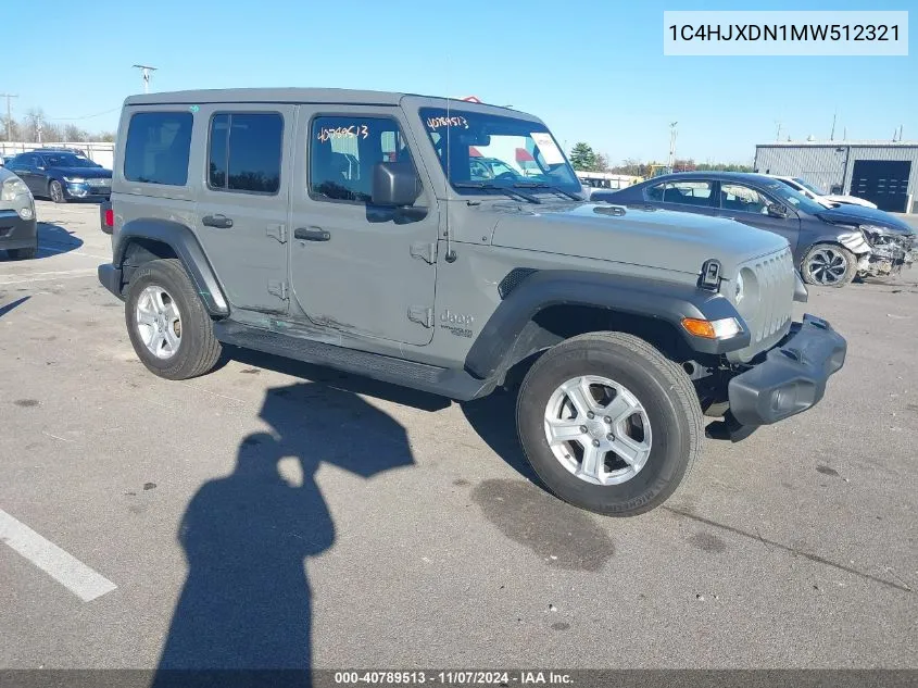 2021 Jeep Wrangler Unlimited Sport S 4X4 VIN: 1C4HJXDN1MW512321 Lot: 40789513