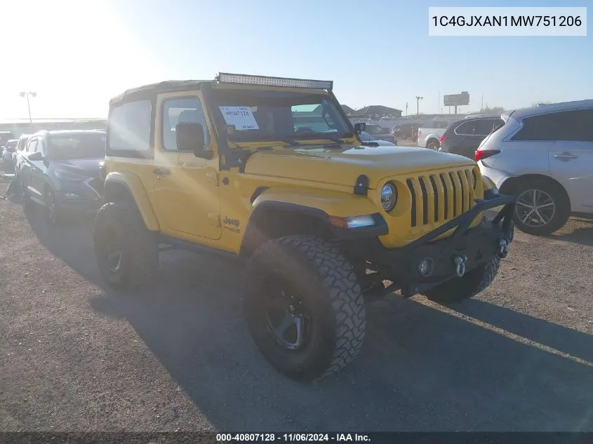 2021 Jeep Wrangler Sport S 4X4 VIN: 1C4GJXAN1MW751206 Lot: 40807128