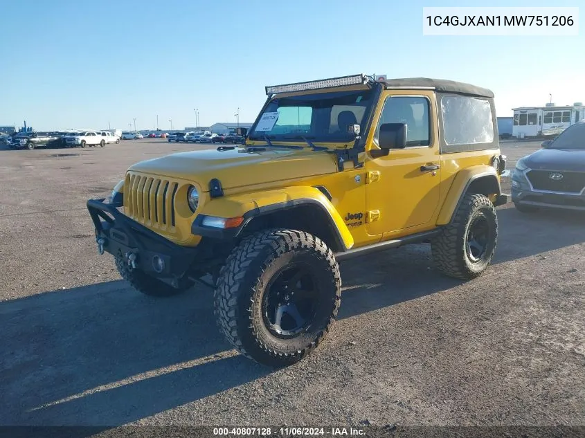 2021 Jeep Wrangler Sport S 4X4 VIN: 1C4GJXAN1MW751206 Lot: 40807128