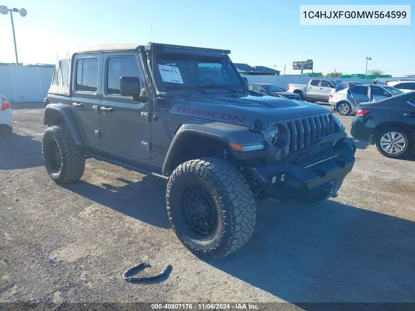 2021 Jeep Wrangler Unlimited Rubicon 4X4 VIN: 1C4HJXFG0MW564599 Lot: 40807176