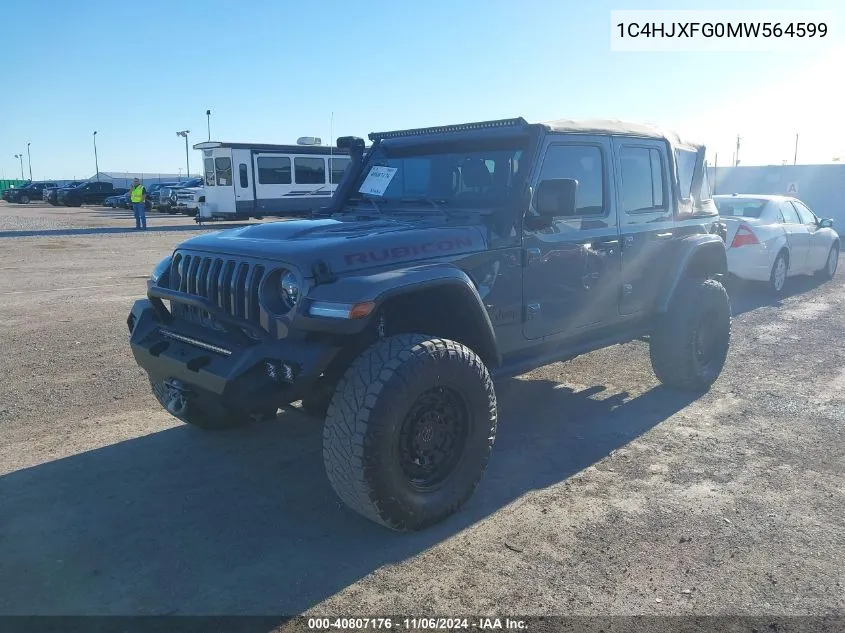 2021 Jeep Wrangler Unlimited Rubicon 4X4 VIN: 1C4HJXFG0MW564599 Lot: 40807176