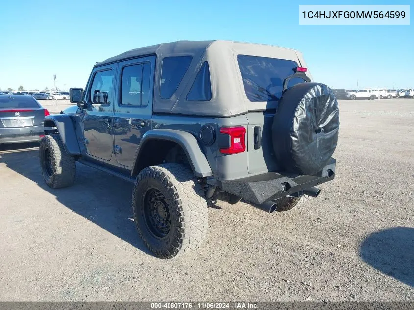 2021 Jeep Wrangler Unlimited Rubicon 4X4 VIN: 1C4HJXFG0MW564599 Lot: 40807176