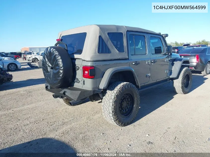 2021 Jeep Wrangler Unlimited Rubicon 4X4 VIN: 1C4HJXFG0MW564599 Lot: 40807176