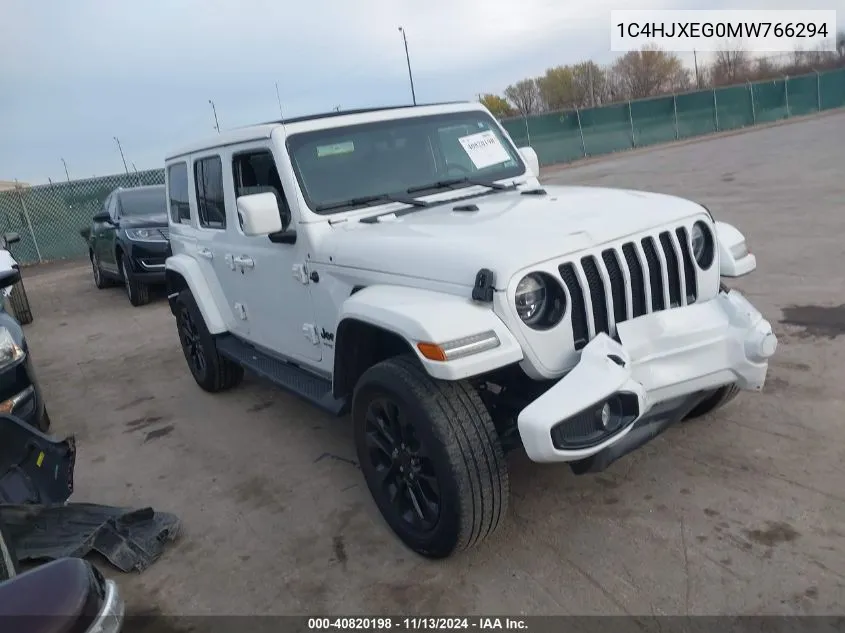 2021 Jeep Wrangler Unlimited High Altitude 4X4 VIN: 1C4HJXEG0MW766294 Lot: 40820198