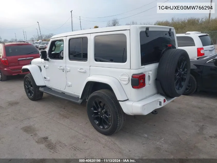 2021 Jeep Wrangler Unlimited High Altitude 4X4 VIN: 1C4HJXEG0MW766294 Lot: 40820198