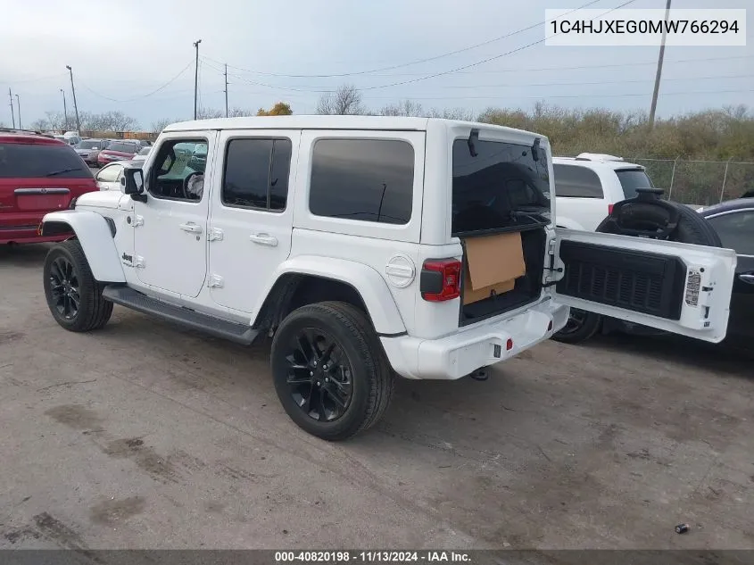 2021 Jeep Wrangler Unlimited High Altitude 4X4 VIN: 1C4HJXEG0MW766294 Lot: 40820198