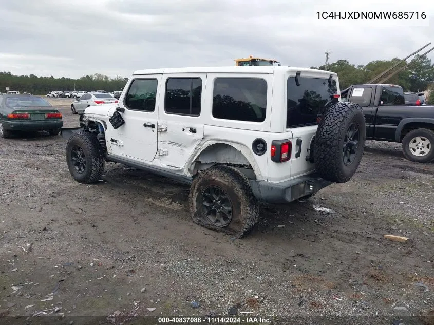 2021 Jeep Wrangler Unlimited Willys 4X4 VIN: 1C4HJXDN0MW685716 Lot: 40837088