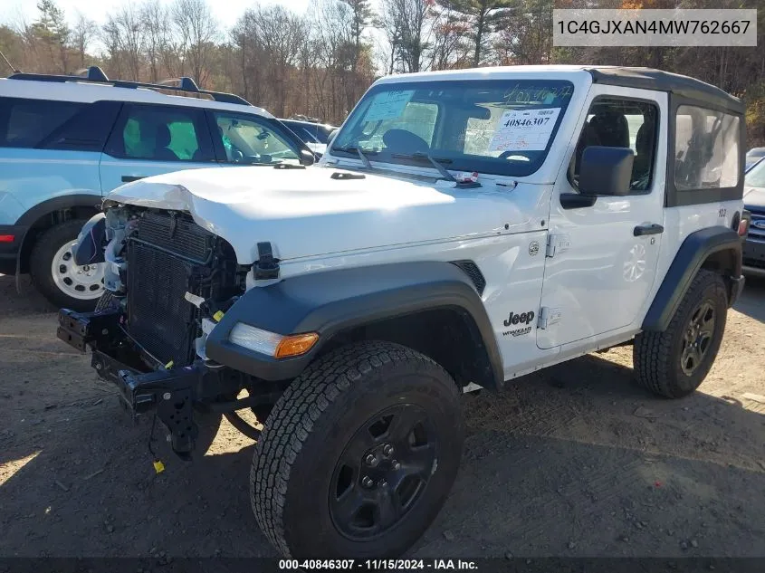 2021 Jeep Wrangler Sport 4X4 VIN: 1C4GJXAN4MW762667 Lot: 40846307