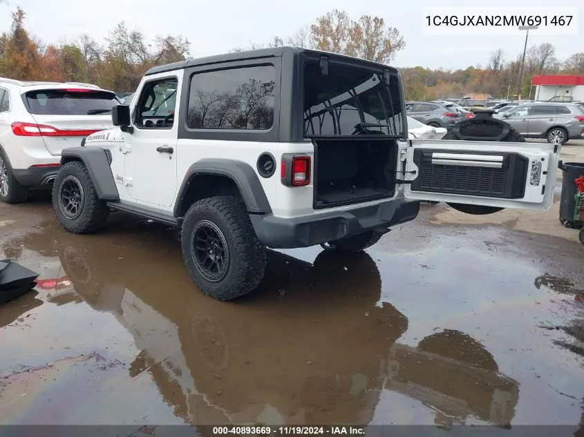 2021 Jeep Wrangler Islander 4X4 VIN: 1C4GJXAN2MW691467 Lot: 40893669