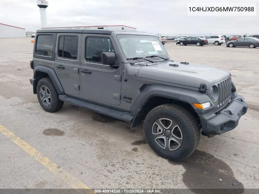 2021 Jeep Wrangler Unlimited Sport S 4X4 VIN: 1C4HJXDG6MW750988 Lot: 40914230