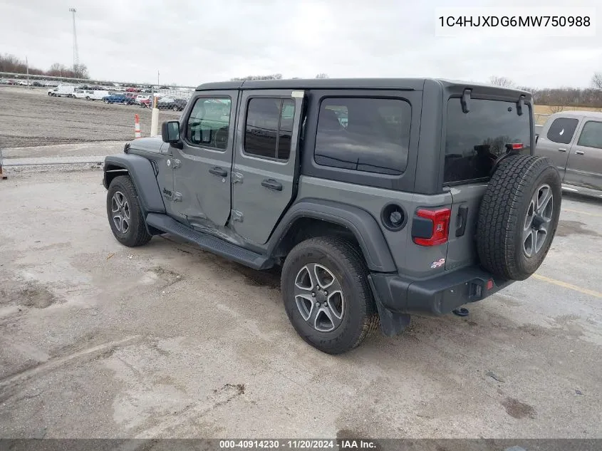 2021 Jeep Wrangler Unlimited Sport S 4X4 VIN: 1C4HJXDG6MW750988 Lot: 40914230