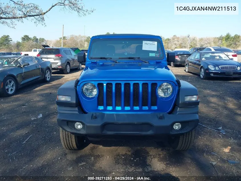 2022 Jeep Wrangler Sport S 4X4 VIN: 1C4GJXAN4NW211513 Lot: 39271253