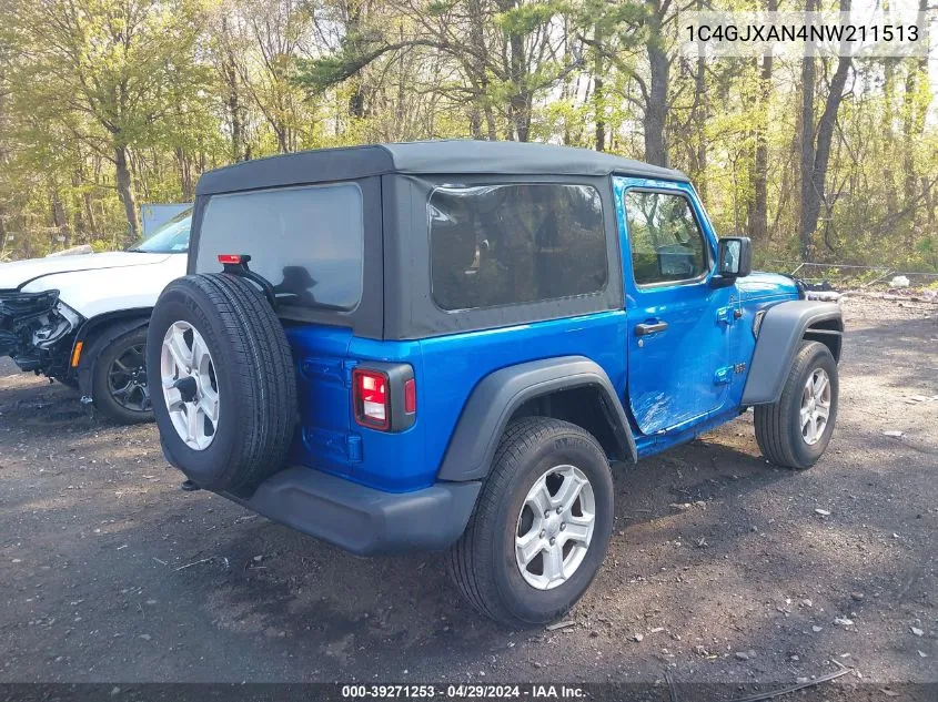 2022 Jeep Wrangler Sport S 4X4 VIN: 1C4GJXAN4NW211513 Lot: 39271253