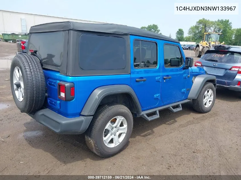 2022 Jeep Wrangler Unlimited Sport S 4X4 VIN: 1C4HJXDN3NW133967 Lot: 39712159