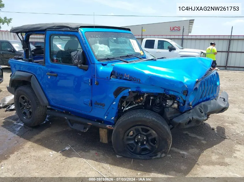 1C4HJXAG2NW261753 2022 Jeep Wrangler Sport 4X4