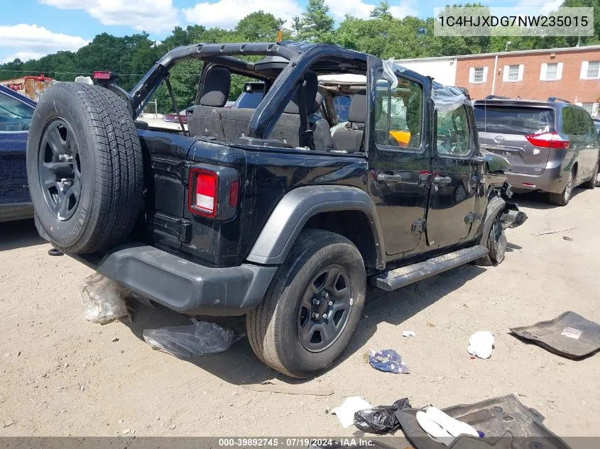 2022 Jeep Wrangler Unlimited Sport 4X4 VIN: 1C4HJXDG7NW235015 Lot: 39892745