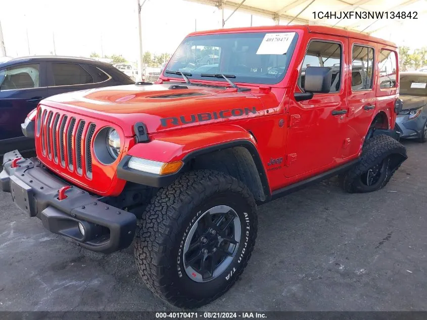 2022 Jeep Wrangler Unlimited Rubicon 4X4 VIN: 1C4HJXFN3NW134842 Lot: 40170471