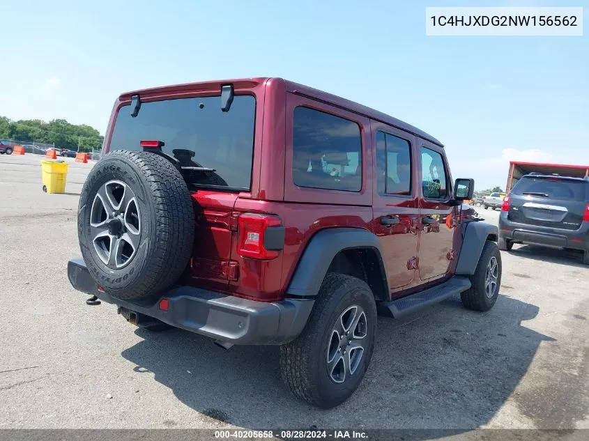 2022 Jeep Wrangler Unlimited Sport S 4X4 VIN: 1C4HJXDG2NW156562 Lot: 40205658