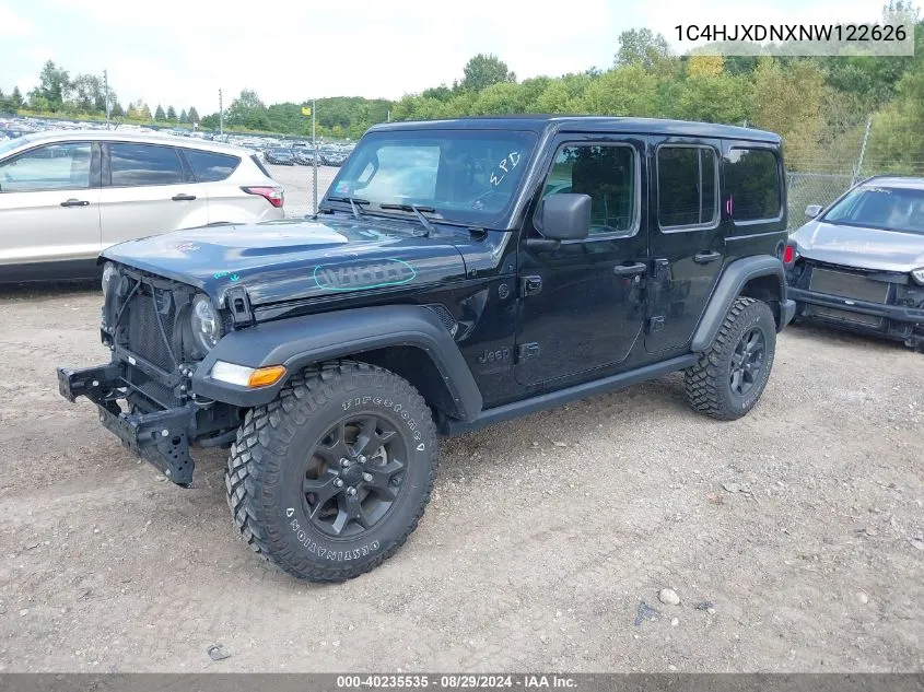 2022 Jeep Wrangler Unlimited Willys 4X4 VIN: 1C4HJXDNXNW122626 Lot: 40235535