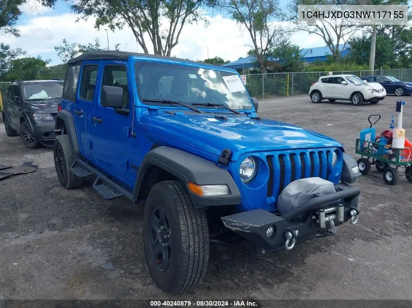 1C4HJXDG3NW117155 2022 Jeep Wrangler Unlimited Sport 4X4