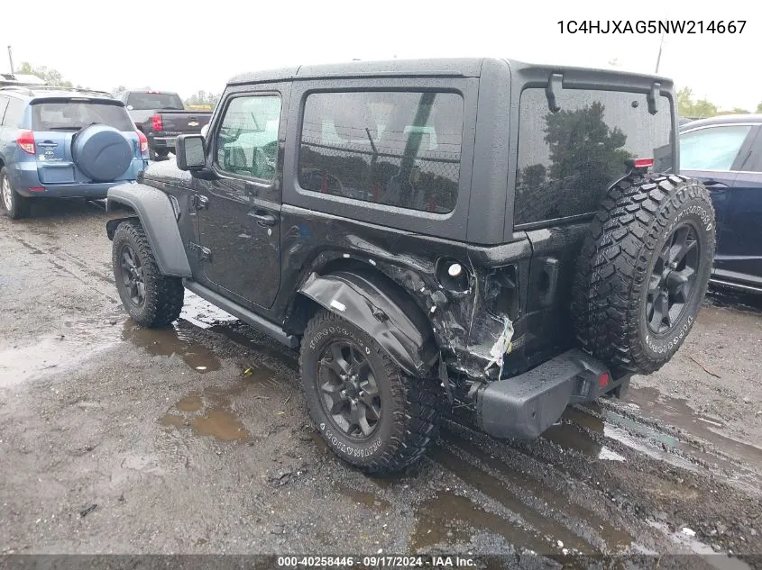 2022 Jeep Wrangler Willys 4X4 VIN: 1C4HJXAG5NW214667 Lot: 40258446